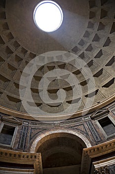 Sunbeam Through Oculus Ceiling Pantheon Rome