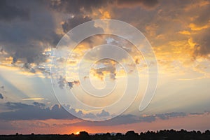 Sunbeam ray light over the sky