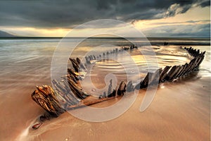 Sunbeam ship wreck on irish beach - HDR photo