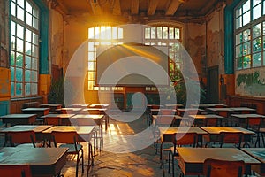 Sunbeams in an Abandoned Classroom