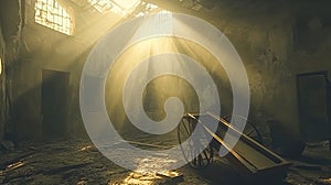 Sunbeams Illuminate Abandoned Prison Interior