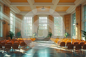 Sunbeams Illuminating an Empty Auditorium