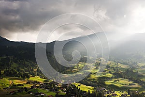 Sunbeams over Grund, Switzerland