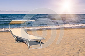 Sunbed at the beach - Rimini summer, Italy