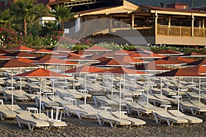 Sunbeds and beach umbrellas
