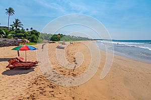 Sunbeds at Bentota beach, Sri Lanka