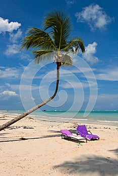 Sunbeds on a Caribbean beach