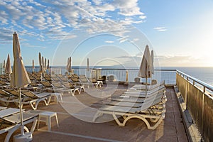 Sunbeds on the terrace on Tenerife island