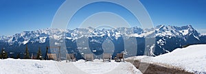 Sunbeds at wank mountain with lookout to zugspitze area