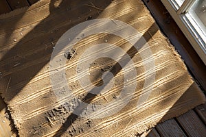 sunbleached doormat with traces of soil