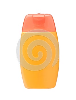 Sunblock bottle with blank label