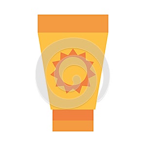 Sunblock bottle lotion protection flat icon style