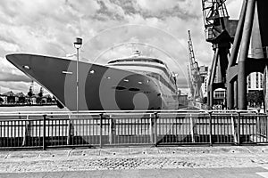 Sunborn Yacht boat moored in Docklands, London