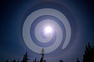 Sunbow with blue sky