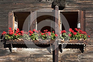 Sunburned traditional Swiss chalet