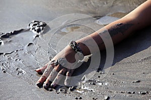 Sunburnt female hand