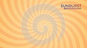 Sunburst background. Abstract vintage sunlight of orange yellow colors. Carnival circus style for circling animation. Star burst