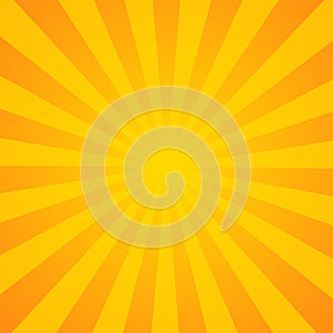 Sunburst background. Orange background with radial lines for retro illustration in pop art style. - vector