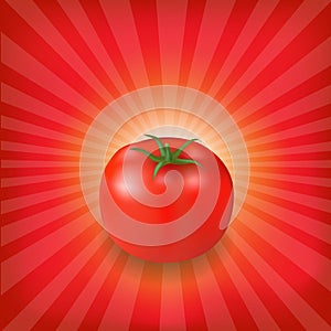 Sunburst Background With Red Tomato