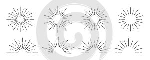 Sunburst icon. Sunburst set on a white background. Collection of sun ray frames. Vector