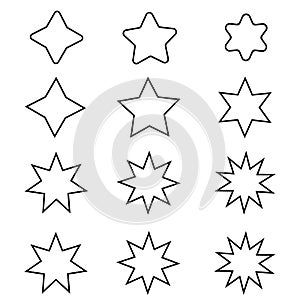 Sunburst icon vector set. Retro stars illustration sign collection. Price tag symbol. Star logo.