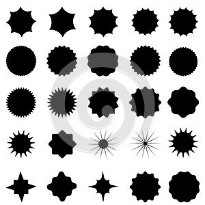 Sunburst icon vector set. Retro stars illustration sign collection. Price tag symbol. Star logo.