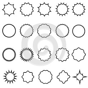 Sunburst icon vector set. Retro stars illustration sign collection. Price tag symbol. Star logo.