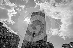 Sunburst Over Okor Castle Tower Ruins
