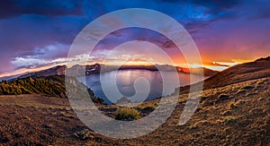 Sunburst Panorama Over Crater Lake