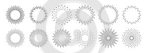 Sunburst set. Big collection sunburst best quality. Star, firework explosion, logo, emblem, tag. Web banner. Vector