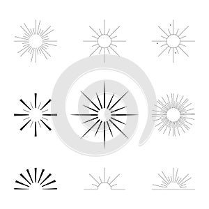 Sunburst and star burst vector icons set