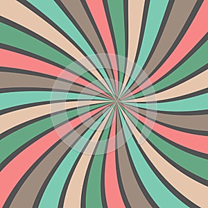 Sunburst vector background abstract summer retro pattern curved stripes spiral twirl for fabric, texture, textile and wallpaper