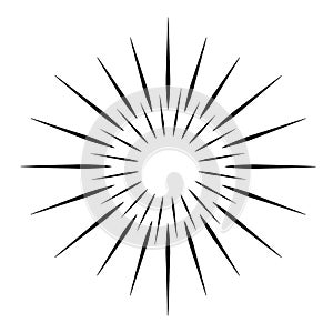 Sunburst vector black color line isolated on white