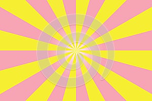 Sunburst vector with yellow rays and pink radial gradient background. Rays and gradient can be edited