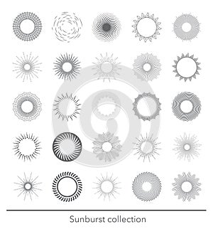 Sunbursts collection. Vector.