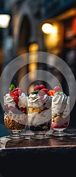 Sundaes On Stone Rustic Pub Mobile Wallpeper Postcard. Generative AI