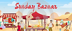 Sunday bazaar flat color vector illustration photo
