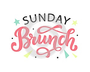 Sunday Brunch calligraphy vector logo badge