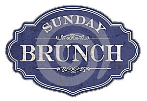 Sunday Brunch Sign Plaque Plate vintage enamel photo