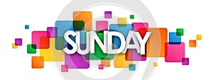 SUNDAY colorful overlapping squares banner