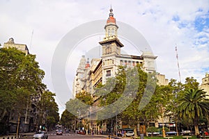 Sunday Evening Street Scene of Avenida de Mayo or the May Avenue in Downtown Buenos Aires, Argentina