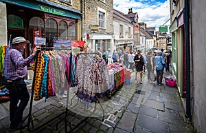 Sunday market stall holders on Catherine Hill, Frome, Somerset, UK