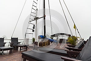 On sundeck of boat in Halong Bay