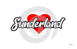 sunderland city design typography with red heart icon logo