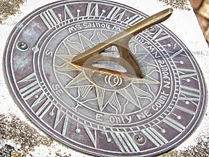 Sundial clock face with roman numerals