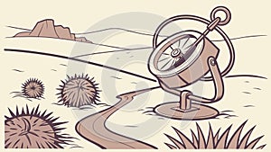 Sundial on Desert Path, Ancient Timepiece, vector design Generative AI