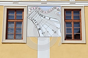 Sundial on facade