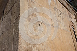 Sundial on a old stone wall of Gelati, Georgia