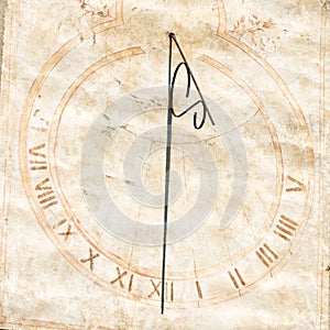 Sundial with roman numeral indicating twelve