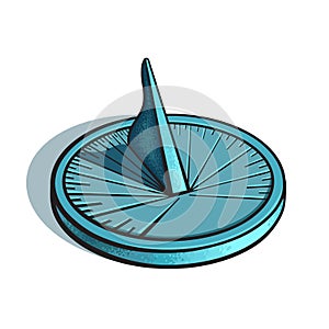 Sundial. Sun clock. Hand drawn vector illustration.